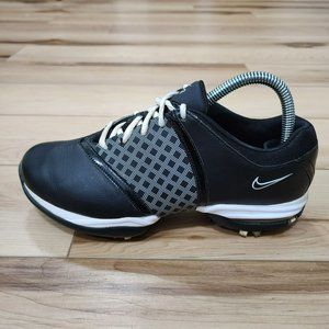 Nike Lunar Embellish Black Leather Lace Up Golf Spikes 418379-010 Women's Size 7